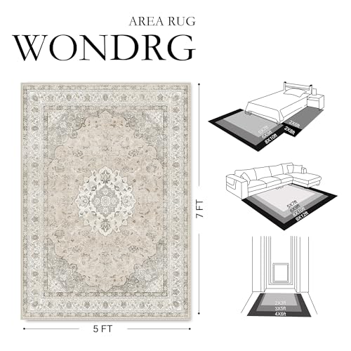 2x5 Washable Vintage Area Rug for Living Room Bedroom Beige Brown Non Slip Soft Tranditional Runner Rug Lightweight Floral Low Pile Doormat Entrance Dinning Laundry Room Kitchen Bathroom - color: Vintage | Beige Brown, size: 2'x5'