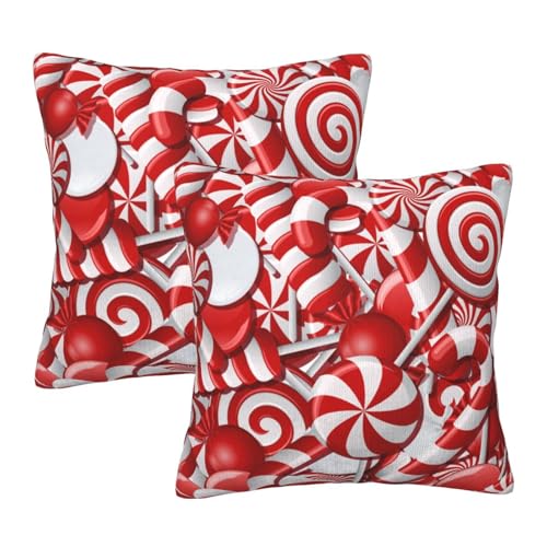 Christmas Candies Throw Pillow Covers 18 X 18 Inch Set of 2 Pillow Cases Decoration Cushion Cover for Sofa Bedroom Living Room Outdoor - color: Christmas Candies