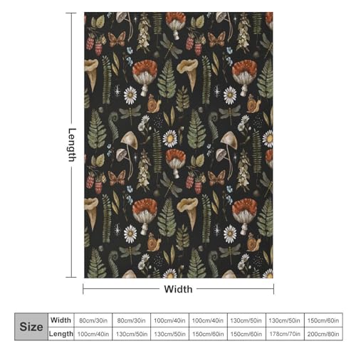 Rustic Mushroom Blanket,Vintage Rustic Old Plant Flower Leaf Mushroom Print Blanket for Couch Sofa Bed Decorative Gifts 30x40 - color: Blanket-19, size: 30"x40"