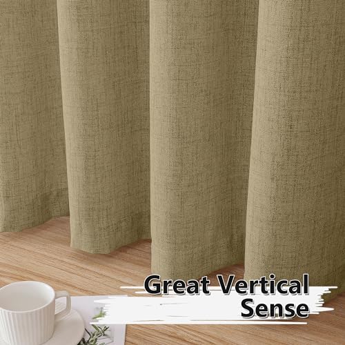 Tollpiz Short Linen Tier Curtains Rod Pocket Semi Sheer Half Kitchen Curtain Burlap Light Filtering Thick Linen Drapes for Bathroom, 30 x 24 inches Long, Taupe, Set of 2 Panels - color: Taupe, size: 30"W x 24"L (Pack of 2)