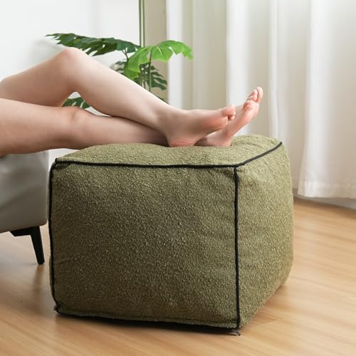 Pouf Ottoman Stuffed Modern Foam Filled Foot Rest Poufs for Living Room Chair Decorative 20 X 15 Inches Boho Relax Stool Floor Poufs Foot Rest for Living Room,Green - color: Green