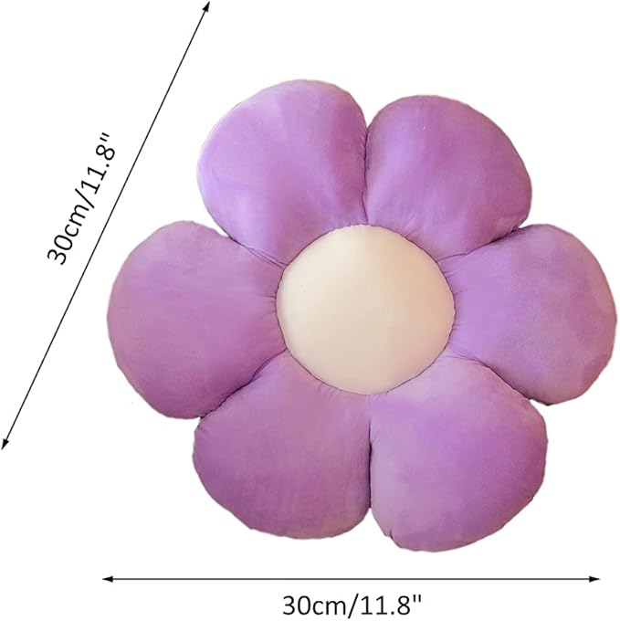 lannery Flower Plush Throw Pillows, Flower Floor Pillow Seating Cushion Toy for Reading, Room, Watching TV (11.8", Purple)