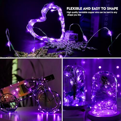 AIKEI 24 Pack LED Fairy Lights Battery Operated, String Lights Waterproof 7 Feet 20 Led Firefly Starry Lights for Wedding Party Bedroom Garden Christmas Decoration Purple - color: Purple, size: 24PCS-STANDARD