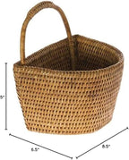 KOUBOO La Jolla Rattan Wall Storage Basket with Handle, Hanging Basket, Decorative, Storage Bin for Plants, Flowers, Home Office Organizer, Honey Brown, Small