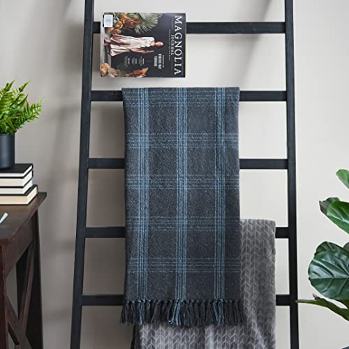 Creative Co-Op Recycled Cotton Blend Throw Blanket with Fringe, Grey Plaid - color: Grey, size: One Size