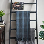 Creative Co-Op Recycled Cotton Blend Throw Blanket with Fringe, Grey Plaid - color: Grey, size: One Size