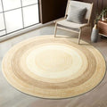 Asrug Imitation Jute Low Pile Round Rug Area Rug Washable Non-Slip Circle Rug Soft Plush Touch Circle Rugs Round for Kitchen Bathroom Living Bedroom Nursery, Carpet 4ft /48 inch/122 cm Brown/Beige - color: Brownbeige, size: 4ft