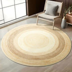 Asrug Imitation Jute Low Pile Round Rug Area Rug Washable Non-Slip Circle Rug Soft Plush Touch Circle Rugs Round for Kitchen Bathroom Living Bedroom Nursery, Carpet 4ft /48 inch/122 cm Brown/Beige - color: Brownbeige, size: 4ft