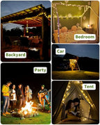 Solar Camping String Lights, 32.8 FT Fairy String Light, 4 in 1 Portable Waterproof Camp LED Lamp with 8 Lighting Modes, Hanging Rechargeable Tent Lantern for Outdoor Garden Patio Party Essentials - size: 32.8 FT