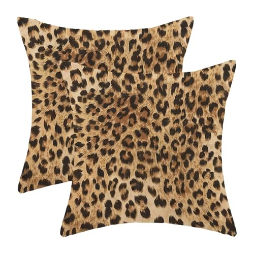 Polka Dot Cheetah Print Pillow Covers 18x18 Inch Set of 2, Leopard Print Decorative Throw Pillowcase Decorative Square Stripes Modern Outdoor Cushion Cover for Sofa Couch Living Room Bed Decor - color: Icv 11, size: 18" x 18" (Pack of 2)