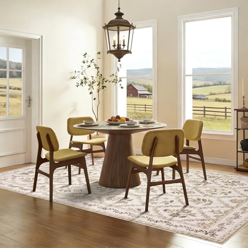 Area Rug Tan 6x9 Boho Floral Washable Area Rug Non Slip Carpet Floor Indoor for Living Room, Machine Washable Floor Covering for Geust Bedroom, Brown Counrty Floral for Dining Room - color: Tan Brown, size: 6' x 9' (Rectangular)