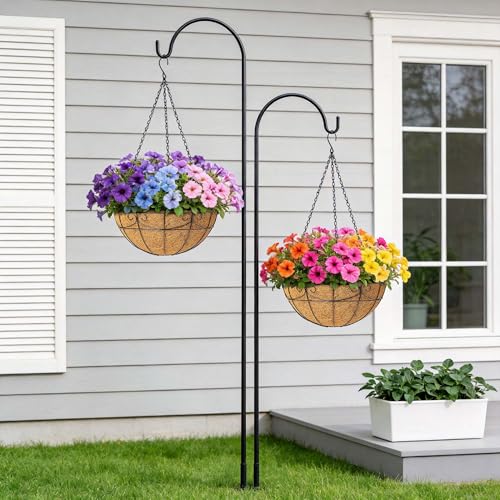 3 Pack 12 Inch Hanging Baskets for Plants Outdoor - Metal Hanging Planters for Outdoor Plants with Coco Liners - Heavy Duty Empty Hanging Flower Pots for Porch Patio Garden - size: 12 Inch