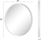 WallBeyond Round Wood Mirror 28 inch Circle Wall Mirror for Bathroom Round Wall Mirror for Wall Decor, Vanity, Entryway Living Room (White)