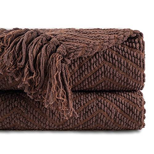 BATTILO HOME Dark Brown Throw Blanket for Couch, Knitted Brown Throw 50'' x 60'', Super Soft Cozy Warm Chocolate Throw for Living Room Chair Couch Bed Sofa Bedroom Home Decor - color: Dark Brown, size: 50"x60"