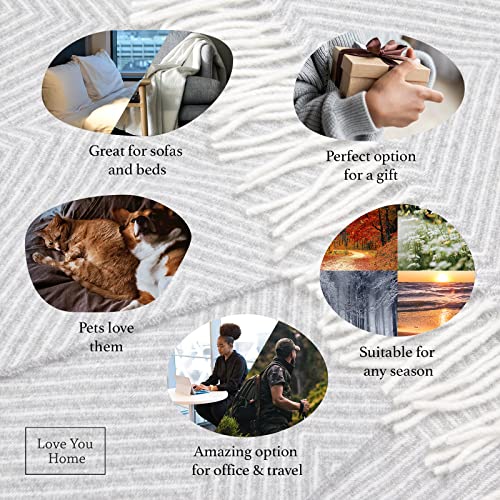 LYHome Merino Wool Blanket - Warm Throw for Cold Weather, Warmest Travel Outdoor Camping Blankets, Picnic Army and Military Throws, Comforter Soft & Cozy (55" x 79" Grey with White Rhombus) - color: Grey With White Rhombus