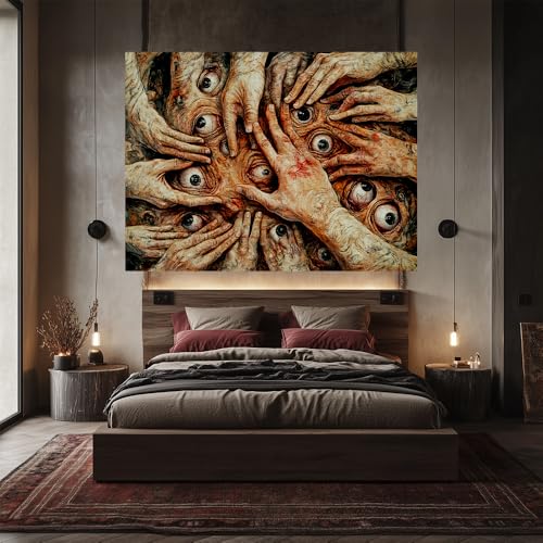 LATETOMT 80x60in Abstract Tapestry Creepy Hands Tapestry for Halloween Horror Tapestries Gothic Surreal Canvas Print Wall Art for Halloween Party Terrifying Atmosphere LTMTAYW023 - color: Style-3, size: 80"L x 60"W