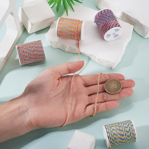 17.2 Yards 1.5mm 4-Ply Polycotton Cord Handmade Macrame Cord Metallic Beading Thread for String Wall Hangings Plant Hanger String Knitting Macrame Rope Bracelet DIY Craft - color: Mixed Color 9, size: 1.5mm