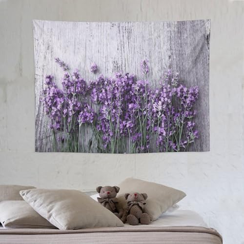 Houselerax Lavender Floral Tapestry,Rustic Spring Purple Flower Wall Hanging for Bedroom Living Room Dorm Decor, 40"x30" - color: Lavender Floral-1, size: W40xL30in