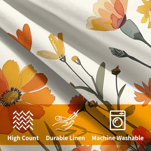 Fall Thanksgiving Floral Pillow Covers 16x16 Inches Orange Flower Butterflies Throw Pillow Case Set of 2 Autumn Decorative Pillow Cover Cotton Linen Cushion Cover for Home Couch Sofa Livingroom - color: Fall Floral, size: 16" x 16" (Pack of 2)