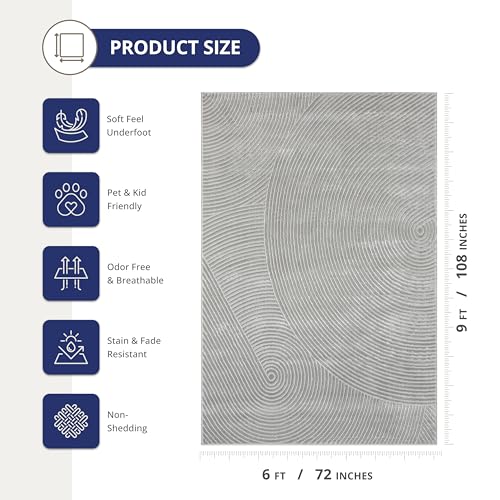 Abani Grey Area Rug for Living Room, Bedroom - Zen Reiki Pattern- 6' x 9' -Durable & Easy to Clean - color: Grey, size: 6' x 9' (Rectangular)
