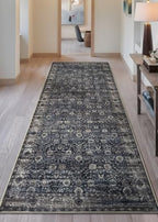 Bloom Rugs Washable Non-Slip 12 ft Runner - Black/Brown Traditional Runner for Entryway, Hallway, Bathroom, and Kitchen - Exact Size: 2.5' x 12' - color: Black / Brown, size: 2'6" x 12' (Runner)