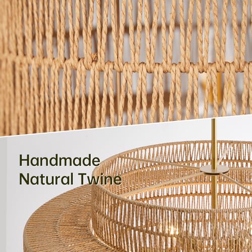 30” Boho Rattan Chandelier Light Fixture, 8-Light Large Hand Woven Pendant Light Fixture Farmhouse Rustic Chandeliers for Dining Room, Kitchen, Bedroom, Living Room, Hallway, Foyer - color: Brown, size: 30” 8-Light
