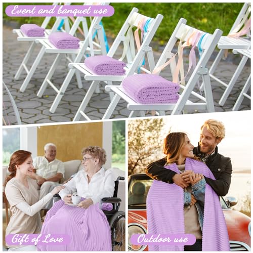 Buryeah 12 Pcs Flannel Throw Blanket Bulk 50 x 60 in Sleepover Blanket Outdoor Wedding Throw Lightweight, Oeko-tex Standard 100 Certified for Sofa Homeless Gifts (Lavender Purple) - color: Lavender Purple