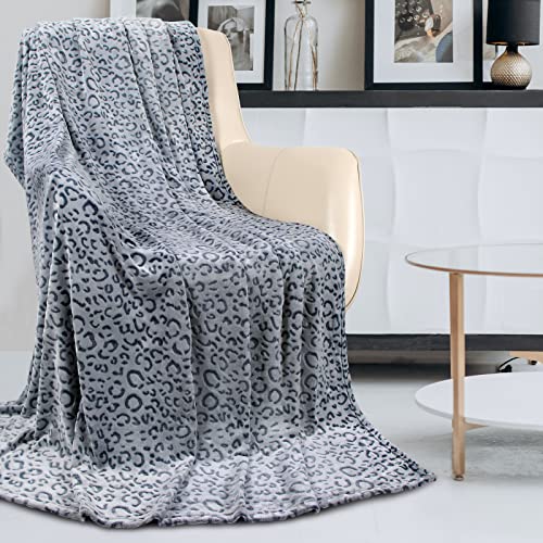 MACEVIA Flannel Fleece Cheetah Print Blanket, Leopard Throw Blanket for Women, Soft Animal Print Blankets Cozy Comfy for Bed Sofa Couch 260GSM, Suitable for All Seasons (Navy Leopard,50x60inches) - color: 3d Navy Leopard Print, size: Flannel Fleece (50x60