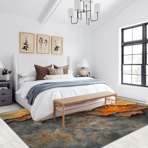 Vintage Distressed Brown Rug 2x3 Small Area Rugs Abstract Crack Pattern Rugs Non Slip Low Pile Indoor Washable Carpet for Living Room Farmhouse Bedroom Apartment Home Decor Floor Mats - color: Style-4, size: 2'x3'/(24"W x 36"L)