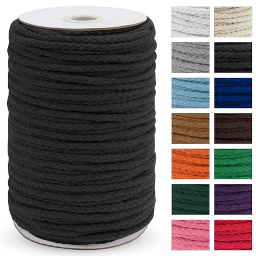 JeogYong Braided Macrame Cord 5mm x 295ft, Natural 8-Strand Braided Cotton Rope, Colored Drawstring Cord Craft Rope for Plant Hangers, Wall Hanging, Dream Catcher, Garden, DIY Projects - color: Dark Gray