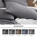 EMME Muslin Cotton Duvet Cover Set Dark Grey Twin Size Linen Like Soft Breathable Lightweight Summer Comforter Cover Set with Zipper Closure (Dark Grey, Twin, 68"x90") - color: 05 - Dark Grey, size: Twin(68"×90")