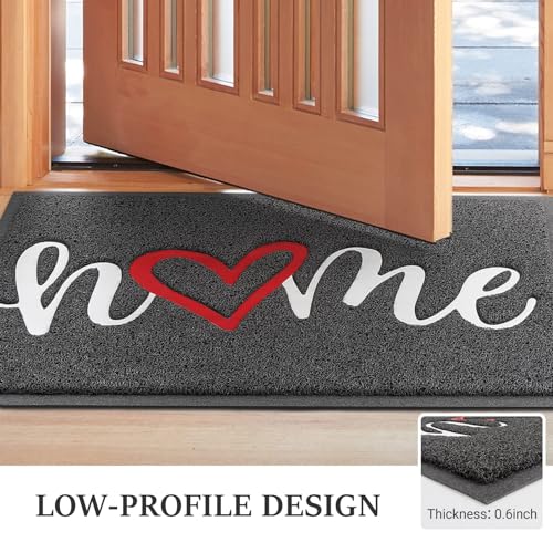 Door Mat, Welcome Mat Low Profile Floor Mat Front Doormat Indoor and Outdoor Doormat Non Slip Rugs for Entryway, Patio, High Traffic Areas (36"x24", Grey-Home) - color: Grey-home, size: 2' x 3' (Rectangular)