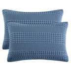 PHF 100% Cotton Waffle Pillow Shams Standard Size, 2 Pack 20" x 26" Soft Skin-Friendly Pillowcases, No Filling, Aesthetic Woven and Breathable Waffle Weave Pillow Case Covers for Bed, Denim Blue - color: Denim Blue, size: 26" x 20" (Pack of 2)