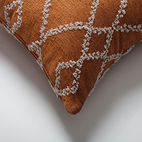 Woven Jacquard Throw Pillow Cover, Pack of 1 Geometric Pattern Textured Decorative Cushion Covers for Sofas, Couches, Fade Resistant Pillow for Sofa & Couch, Savoy, Orange, 18x18 Inch - color: Orange - Savoy