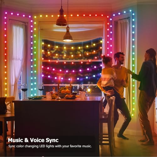 66ft Globe String Lights, 133 LED RGB Color Changing String Fairy Lights, Smart APP & IR Remote Control, 200+ Scene Modes for Bedroom Backdrop Indoor Outdoor Christmas Decorations - size: Globe - 66ft