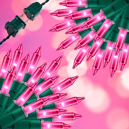 100LIGHTS PINK Extra-Bright With End Connectors Christmas Decorative Lights 5.98m UL Certified Mini String Light Set Waterproof for Home Garden Holiday Christmas Tree Party Patio Decor Wedding - color: Pink, size: 100 COUNT-1PACK