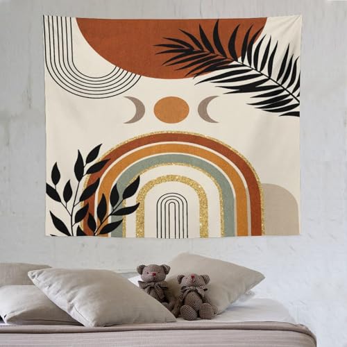 Boho Leaf Tapestry,Bohemian Mid Century Palm Tropical Leaf Abstract Modern Minimalism Geometric Wall Hanging Neutral Home Decor Art for Living Room Bedroom Dorm 40"x30" - color: Boho Leaf-10, size: W40xL30in