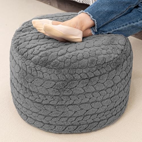 Asuprui 20x14 Inch Unstuffed Ottoman Pouf Cover – Lightweight Foot Rest, Floor Bean Bag Chair, Storage Pouf for Living Room, Bedroom & Balcony (Filler Not Included) (Gray) - color: Grey