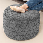 Asuprui 20x14 Inch Unstuffed Ottoman Pouf Cover – Lightweight Foot Rest, Floor Bean Bag Chair, Storage Pouf for Living Room, Bedroom & Balcony (Filler Not Included) (Gray) - color: Grey
