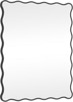 Black Wavy Mirror Whit Wood Frame, 18" x 24" Small Rectangle Boho Mirror for Nursery Wall Decor, Bathroom Vanity, Bedroom, Living Room, Entryway
