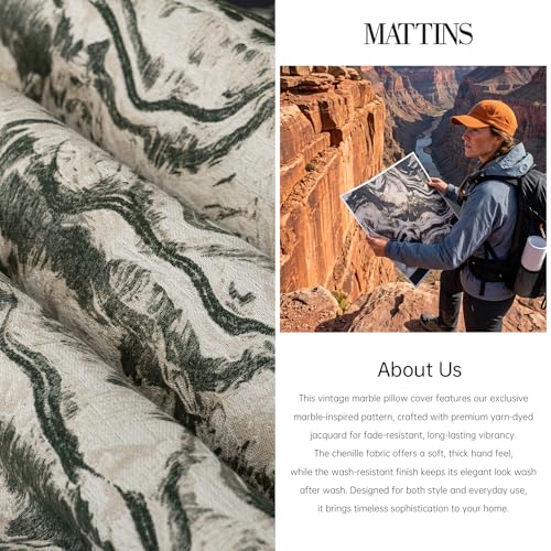 MATTINS Neutral Marble Pillow Covers 20x20 Set of 2, Modern Textured Throw Pillow Covers, Luxury Farmhouse Olive Green Pillow Cover, Boho Patterned Decorative Pillow Cover for Couch Sofa Bed Gift Pack - color: Olive Green, size: 20" x 20" (Pack of 2)