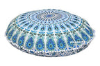 32" Peacock Mandala Bohemian Yoga Meditation Floor Pillow Cover Comfortable Home Car Bed Sofa Cushion Couch Seating Large Zipped Throw (32 inches, Turquoise) - color: Turquoise