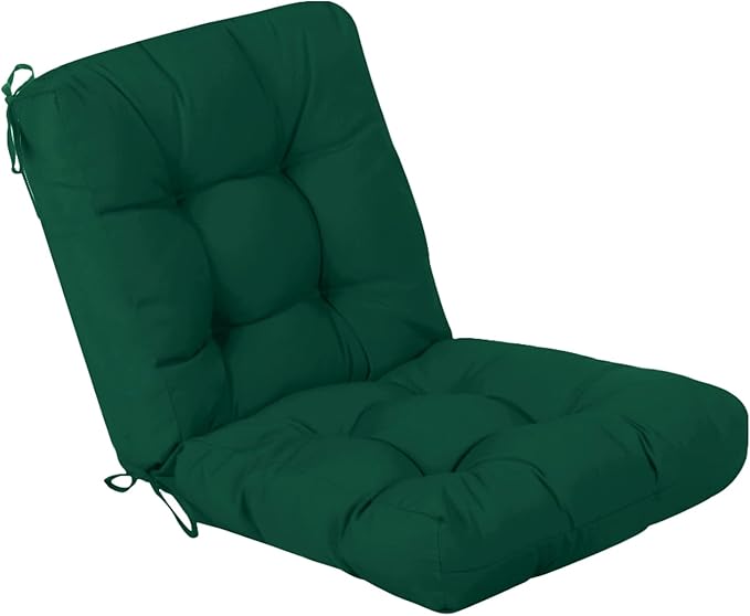 QILLOWAY Outdoor Seat/Back Chair Cushion Tufted Pillow, Spring/Summer Seasonal Replacement Cushions. (Mallard/Forest Green)