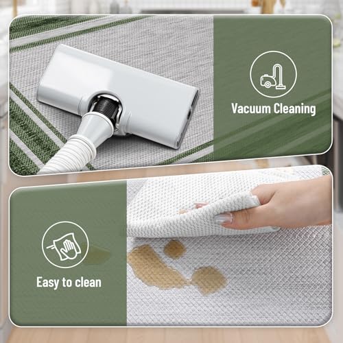 KIMODE Kitchen Mats Cushioned Anti Fatigue, Farmhouse Kitchen Rugs Sets of 2, Non Slip Kitchen Mats for Floor, Comfort Dark Green Kitchen Floor Mats for Home Decor Sink Laundry Desk 17"x47"+17"x29" - color: Dark Green, size: 17.3" x 47 "+ 17.3" x 29 "--0.