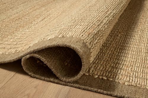 Loloi Amber Lewis Lilah Collection LIH-01 Natural/Bark 2'-6" x 7'-6" Runner Rug Jute, Wool, Cotton, Neutral, Living, Bedroom, Dining, Rug - color: Natural / Bark, size: 2'6" x 7'6" (Rectangular)