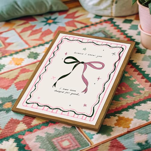 Framed Pink Bow Wall Art, Coquette Preppy Canvas Wall Decor Pictures, Trendy Inspirational Quote Paintings Prints Girly Home Decor Aesthetic for Girls Room Bedroom Dorm 12x16 inch - color: Pink Bow, size: 16"L x 12"W