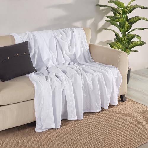 Muslin Blanket - Pure 100% Turkish Cotton Airy Soft Light Versatile Gauze Throw Blanket for Bed, Couch, Sofa (White, Twin XL Size (71" x 95" inch)) - color: White, size: Twin XL Size ( 71" x 95" inch )