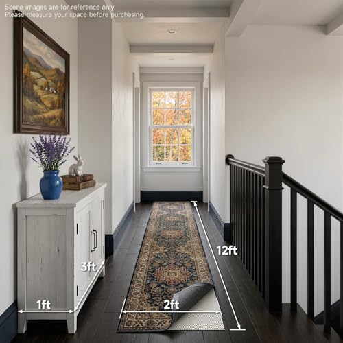 Veken Rug Pad Gripper for Hardwood Floors, Non Slip Rug Pads for Area Rugs, Thick Rug Grippers for Tile Floors, Under Carpet Anti Skid Mat, Keep Your Rugs Safe and in Place, 2x12 Ft - size: 2' x 12' (Rectangular), style: White