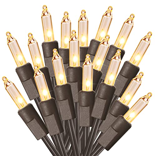 ODEETRONIC Clear Christmas Lights String, 21.63ft 100 Count Incandescent Brown Wire String Lights, UL Certified Outdoor Christmas Light, Connectable Indoor Tree Lights for Wedding Party, Warm White - color: Warm White-Brown Wire, size: 100 Count Incandesc