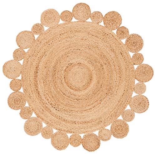 SAFAVIEH Natural Fiber Round Collection 4' Round Natural NFB307A Handmade Boho Country Charm Jute Area Rug - size: 4' (Round)